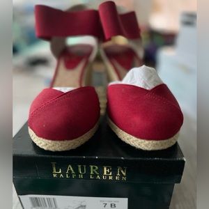 Ralph Lauren red wedge espadrilles